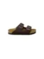 Braune Leder-Birkenstock-Pantoletten mit Riemen