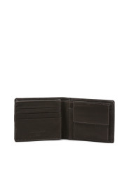 Schwarzes Lederbifold-Portemonnaie Lumberjack Detailansicht