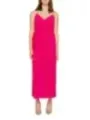 Pinkes Seidenabendkleid mit Wasserfall Ausschnitt