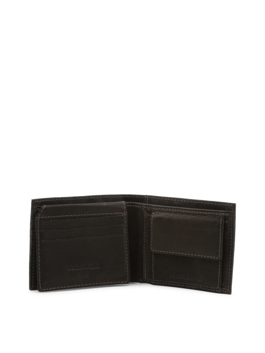 Schwarzes Lederbrieftasche, schlichtes Design