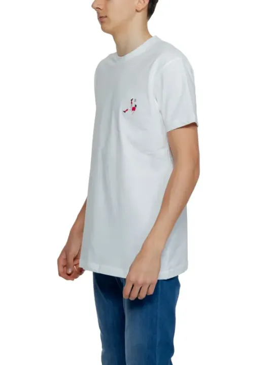 Weißes T-Shirt mit rotem Detail