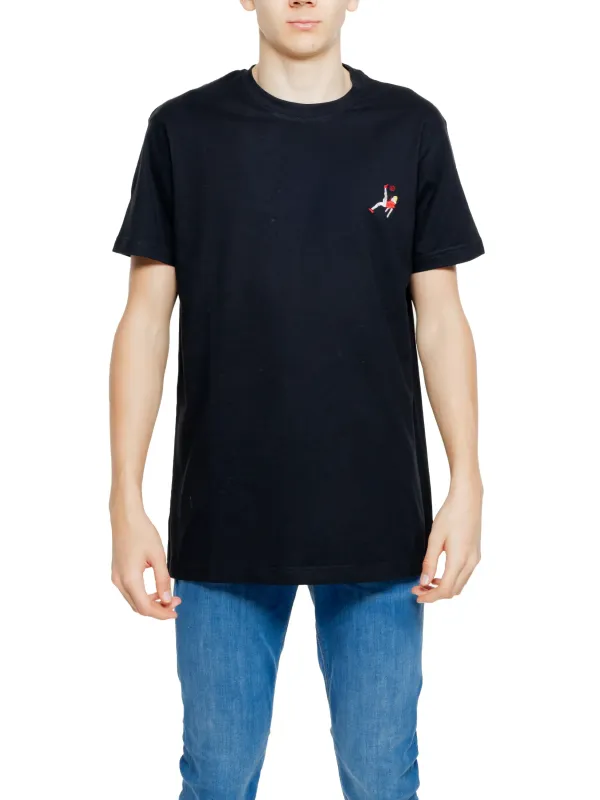 Schwarzes T-Shirt mit Vogel-Stickerei Schwarzes T-Shirt mit Vogel-Stickerei