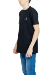 Schwarzes T-Shirt mit Vogel-Logo