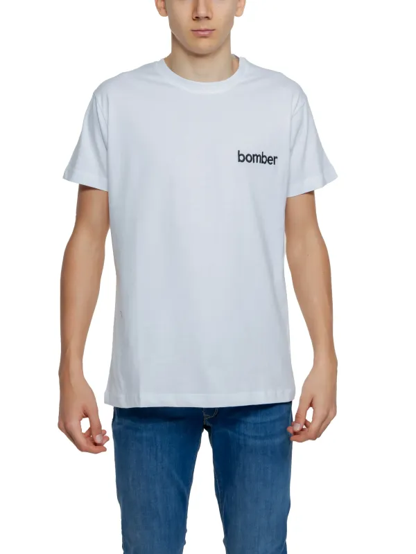 Weißes T-Shirt mit Bomber-Aufdruck Weißes T-Shirt mit Bomber-Aufdruck