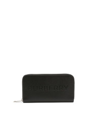 Schwarzes Burberry Leder Reißverschluss Geldbörse