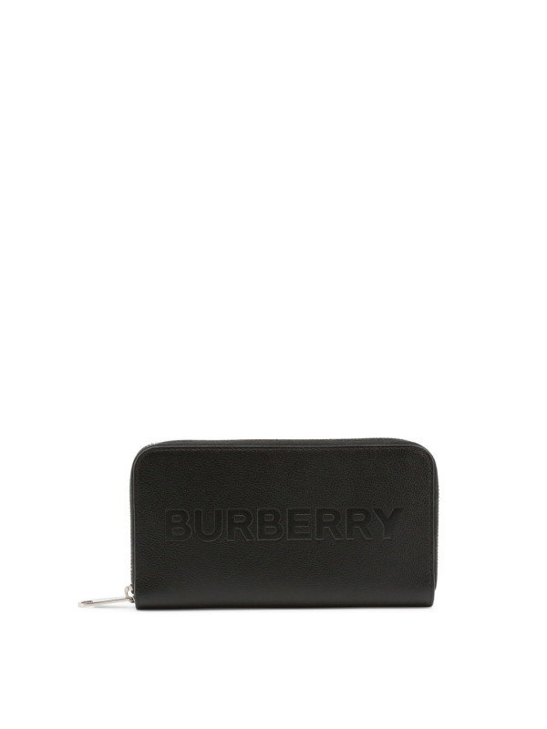Schwarzes Burberry Leder Reißverschluss Geldbörse Schwarzes Burberry Leder Reißverschluss Geldbörse