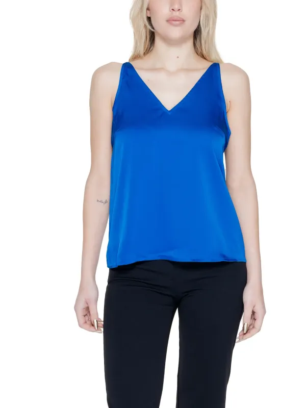 Blaue V-Ausschnitt Top schwarze Hose Blaue V-Ausschnitt Top schwarze Hose