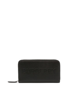 Schwarzes Burberry Leder Reißverschluss Geldbörse