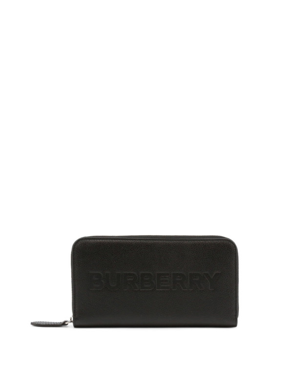 Schwarzes Burberry Leder Reißverschluss Geldbörse Schwarzes Burberry Leder Reißverschluss Geldbörse