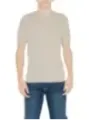 Beiges Baumwoll-T-Shirt mit kurzen Ärmeln