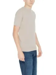 Hellbraunes Baumwoll-T-Shirt, mittel geschnitten