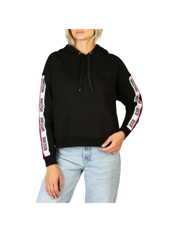 Schwarzer Moschino Kapuzenpullover mit Logo Schwarzer Moschino Kapuzenpullover mit Logo