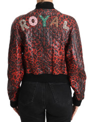 Jackets & Coats Red Leopard Bomber Leather Jacket with Crystal Buttons 7.700,00 € 8058091759415 | Planet-Deluxe