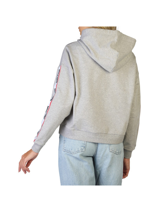 Grauer Moschino Kapuzenpullover Rückansicht Jeans