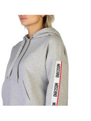 Graues Moschino Kapuzenpullover mit Streifen