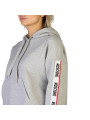 Graues Moschino Kapuzenpullover mit Streifen