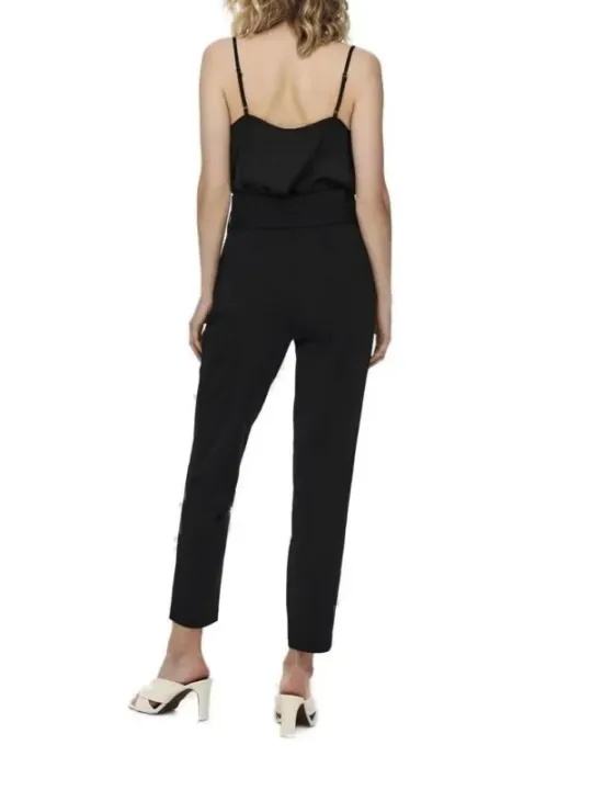 Schwarzer Spaghetti-Träger Jumpsuit mit Cropped-Hose