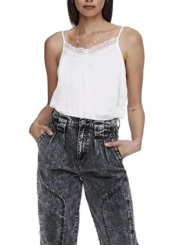 Weißes Camisole mit Spitze Ausschnitt Weißes Camisole mit Spitze Ausschnitt