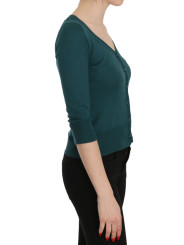 Tops & T-Shirts Chic Blue Green Cotton Cardigan Top 260,00 € 7333413030757 | Planet-Deluxe