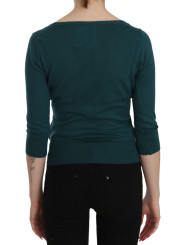 Tops & T-Shirts Chic Blue Green Cotton Cardigan Top 260,00 € 7333413030757 | Planet-Deluxe