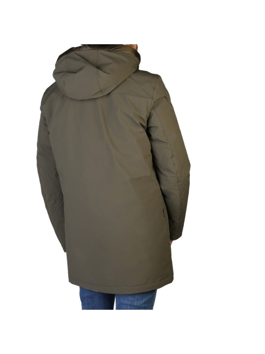 Grüne, warme, wasserabweisende Kapuzenjacke Woolrich