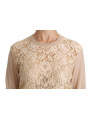 Tops & T-Shirts Elegant Beige Lace Crew Neck Cashmere Blouse 1.110,00 € 8057001884759 | Planet-Deluxe