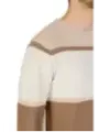 Braun-weiß gestreiftes Langarm-T-Shirt