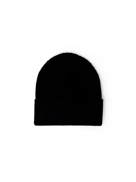Schwarze Wintermütze mit Rippbündchen