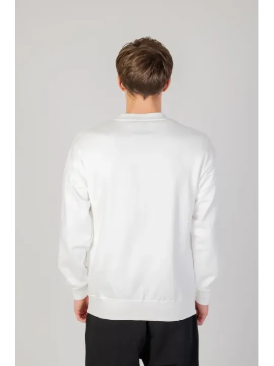 Weißer Sport-Sweatshirt mit Rundhalsausschnitt