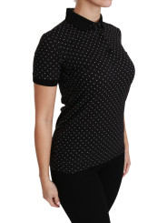 Tops & T-Shirts Elegant Black Dotted Polo Shirt 380,00 € 8059226958055 | Planet-Deluxe