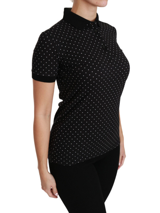 Tops & T-Shirts Elegant Black Dotted Polo Shirt 380,00 € 8059226958055 | Planet-Deluxe