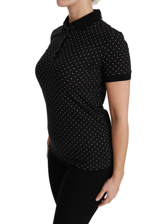 Tops & T-Shirts Elegant Black Dotted Polo Shirt 380,00 € 8059226958055 | Planet-Deluxe