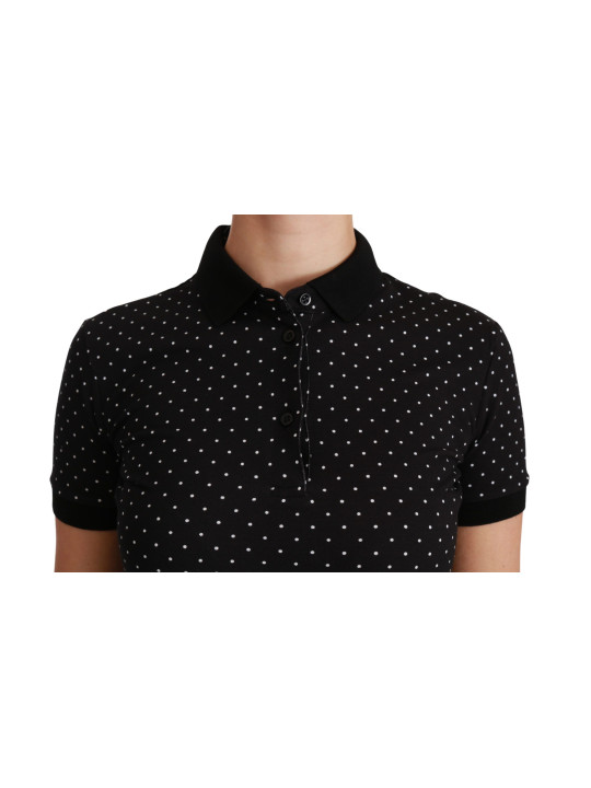 Tops & T-Shirts Elegant Black Dotted Polo Shirt 380,00 € 8059226958055 | Planet-Deluxe