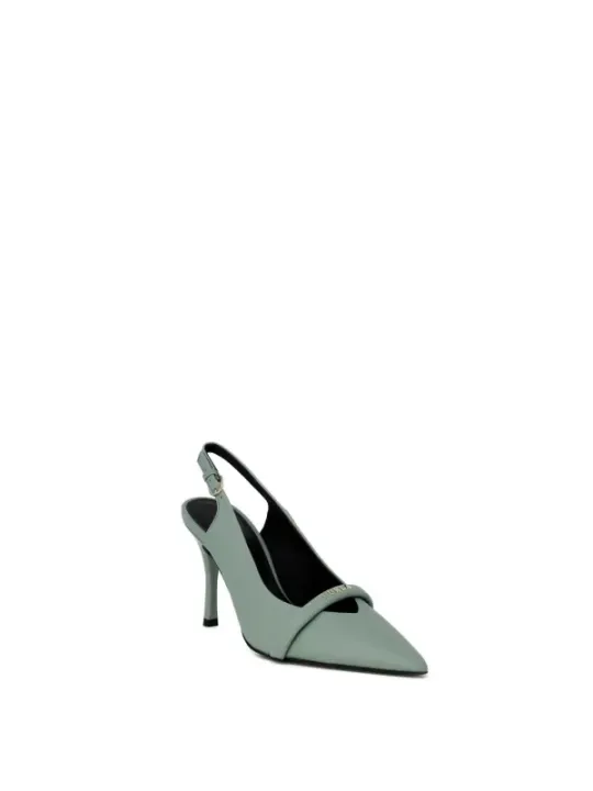 Grüne Leder Slingback High Heels