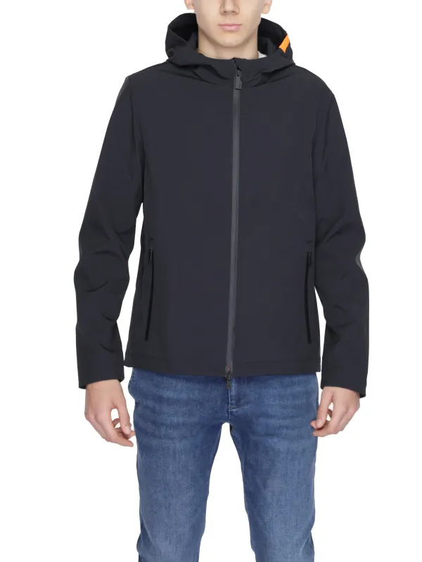 Schwarze Herrenjacke mit Kapuze Schwarze Herrenjacke mit Kapuze
