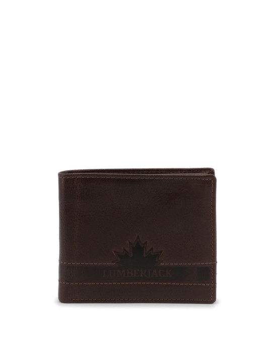 Dunkelbraunes Lederbrieftasche mit Ahornblatt-Logo