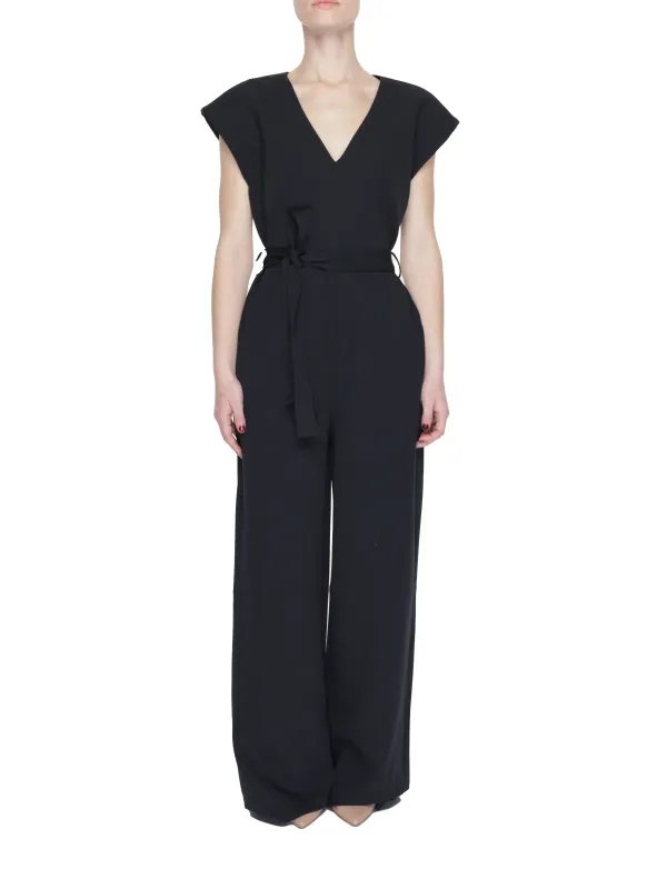 Schwarzer Damen V-Ausschnitt Jumpsuit Schwarzer Damen V-Ausschnitt Jumpsuit
