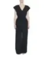 Schwarzer Damen V-Ausschnitt Jumpsuit