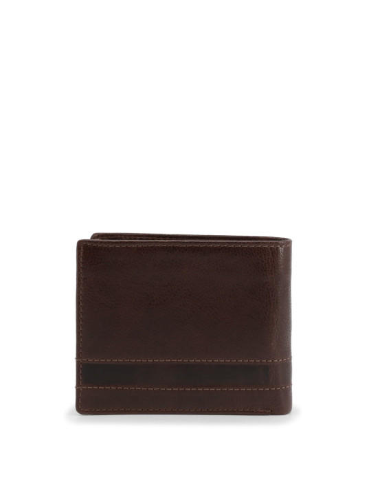 Dunkelbraunes Lederbifold mit Metallakzent