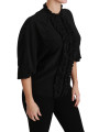 Tops & T-Shirts Elegant Black Silk Short Sleeve Blouse 940,00 € 8057001302369 | Planet-Deluxe