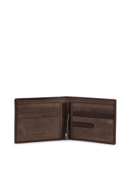 Braunes Lederbifold-Portemonnaie mit Reißverschluss