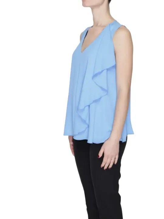 Asymmetrisches blaues Damen-Rüschenoberteil Sandro Ferrone