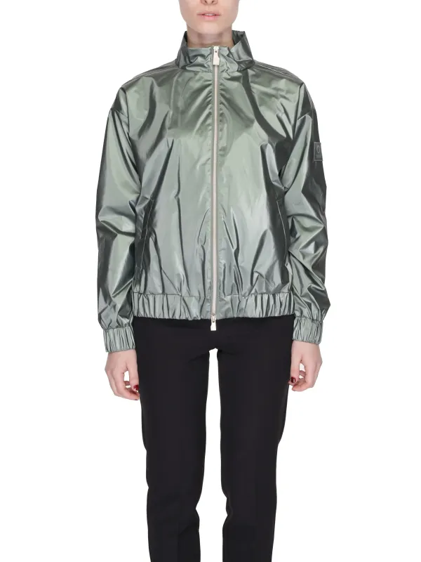 Silberne Windbreaker Jacke mit Reißverschluss Silberne Windbreaker Jacke mit Reißverschluss