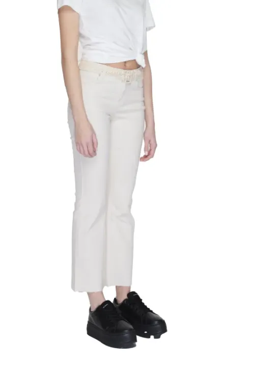 Weiße Cropped Straight Leg Jeans