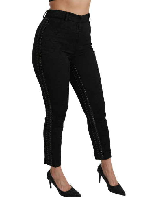 Jeans & Pants Elegant High Waist Skinny Black Brocade Pants 2.130,00 € 8054319767675 | Planet-Deluxe