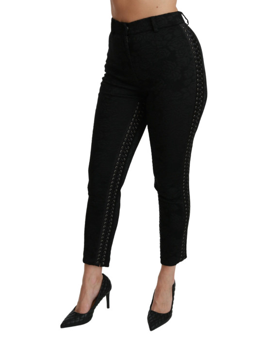 Jeans & Pants Elegant High Waist Skinny Black Brocade Pants 2.130,00 € 8054319767675 | Planet-Deluxe