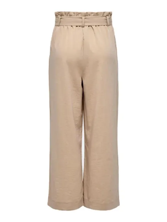 Beige Leinenhose mit hohem Bund