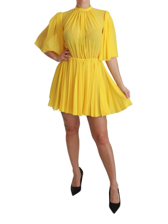Dresses Silk Pleated A-line Mini Dress in Sunshine Yellow 2.560,00 € 8054802536870 | Planet-Deluxe