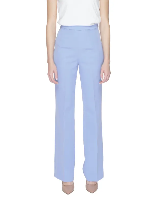 Hohe Taille weite Hosen Blaugrau Hohe Taille weite Hosen Blaugrau