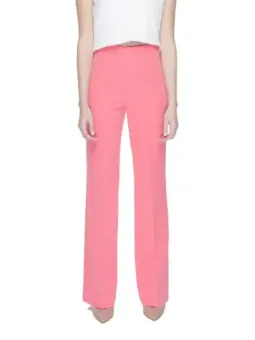 Pinke, hochtaillierte, gerade geschnittene Hose